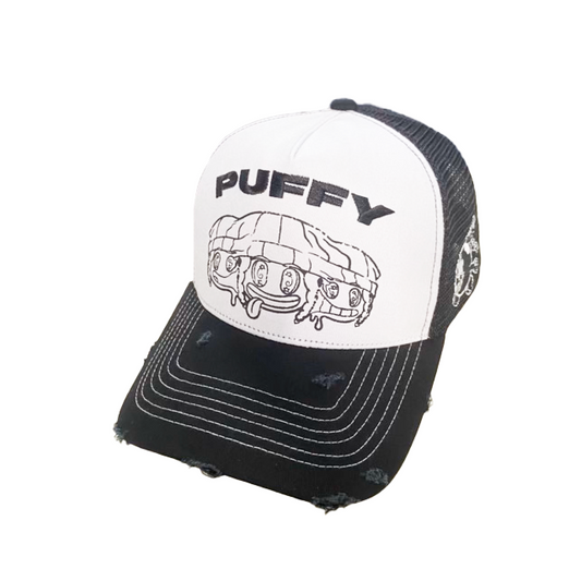 PUFFY BLACK TRUCKER HAT